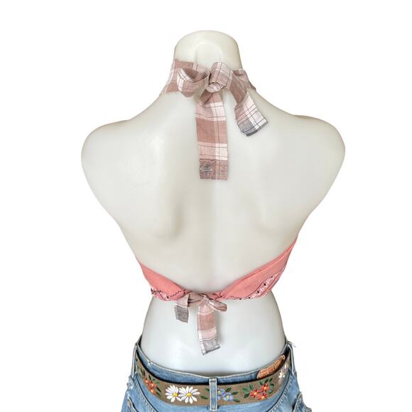Bandana Halter Top Crop One Size Festival Western Dusty Pink CheekyMontana - Picture 3 of 4